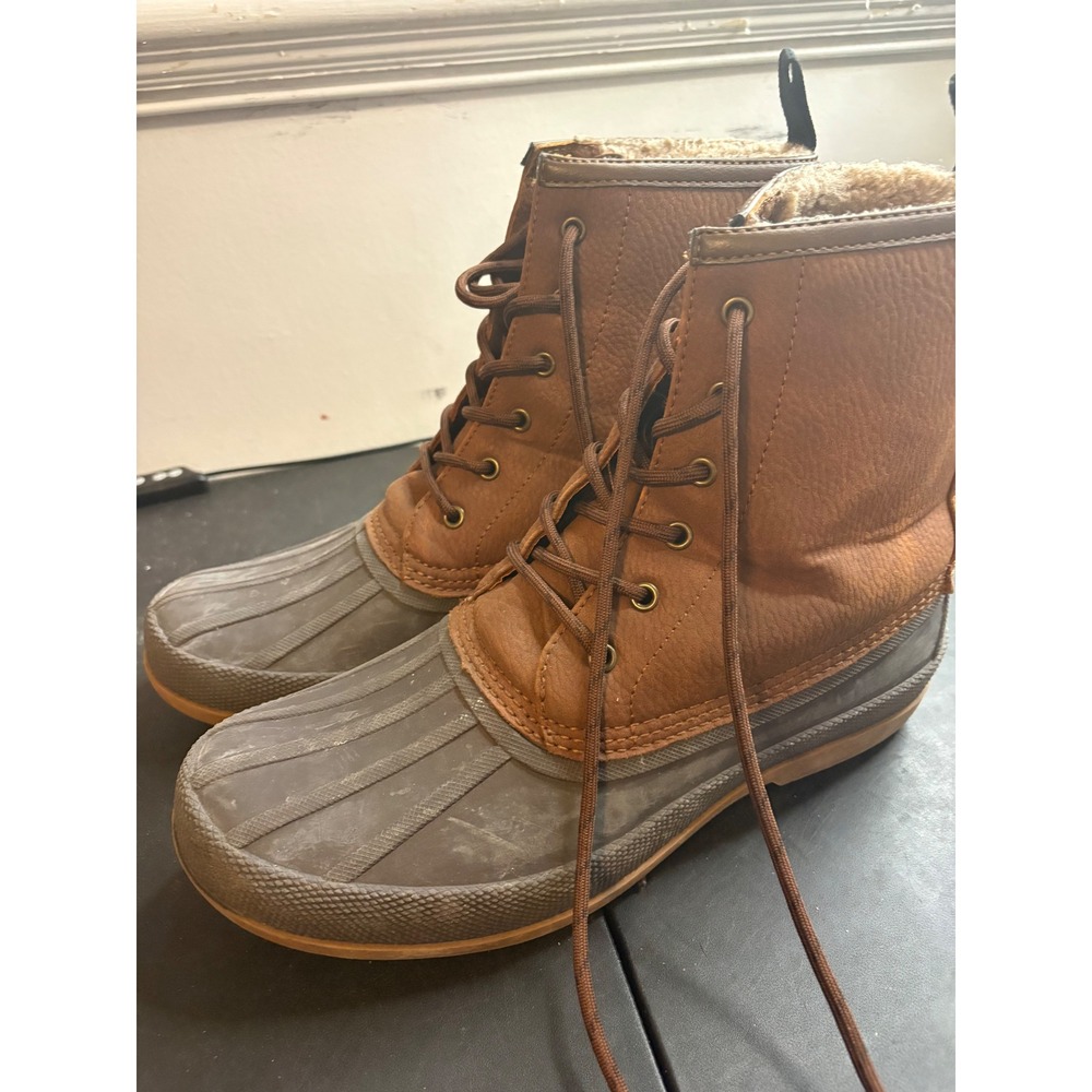 Dr. Scholls Jaxtin Mens Brown Faux Fur Lined Duck Boots Size 11M